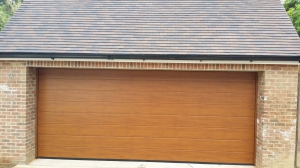Sectional Garage Doors in Golden Oak Finish